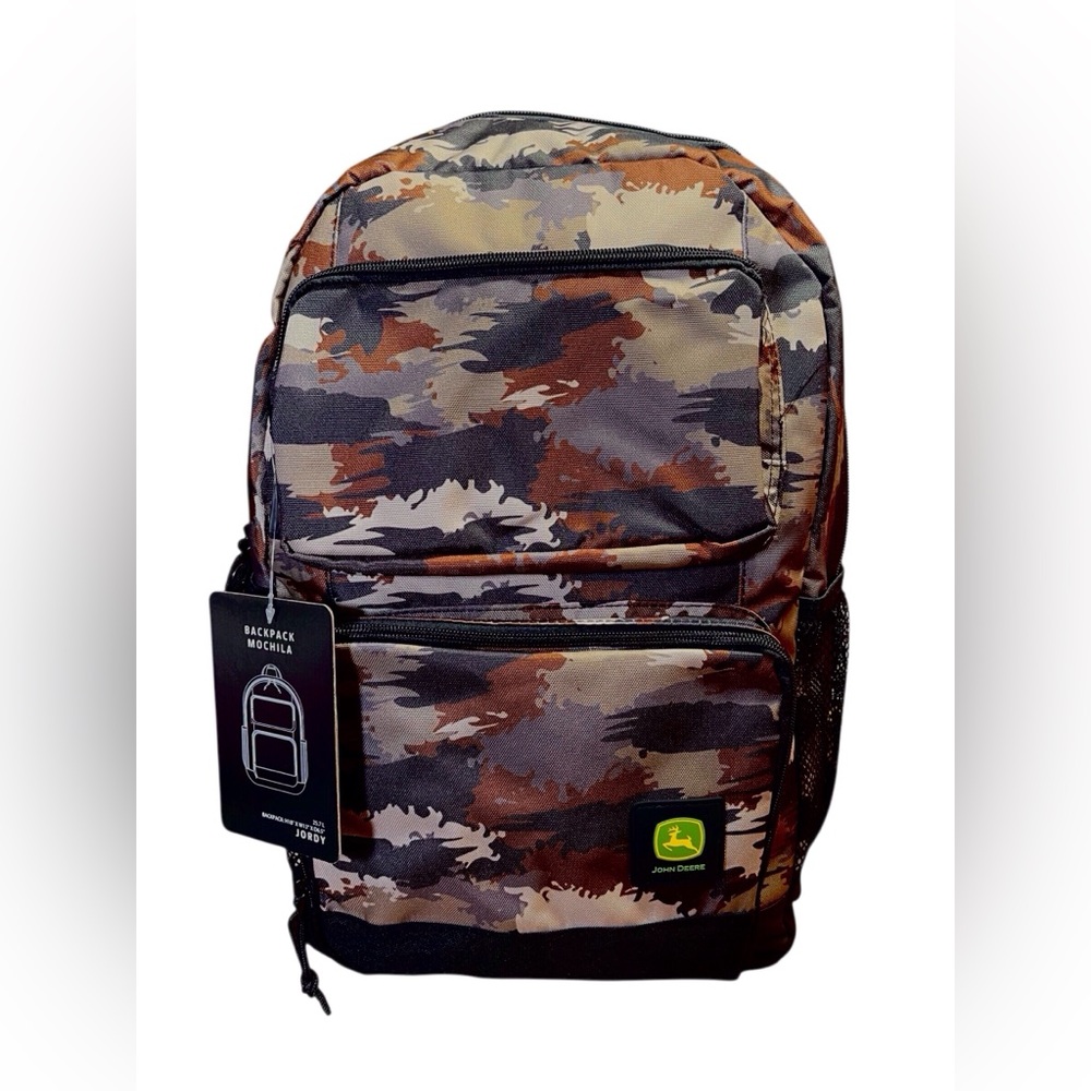 John Deere 18” backpack brown/urban camouflage laptop padded storage new w/tags